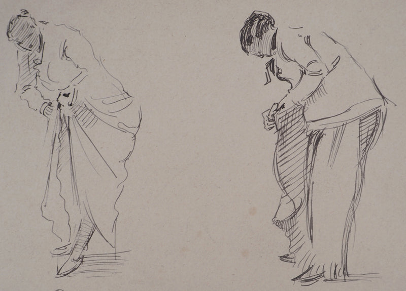 Léopold Franz KOWALSKI : Étude et variations de positions, femme, c, Dessin original (photo de détail 3) - Crédit photo : Galerie Art.Paris