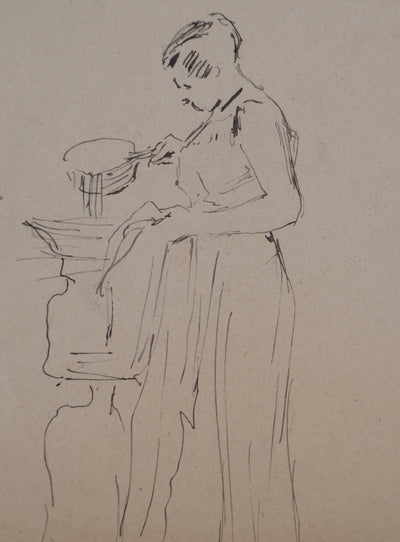 Léopold Franz KOWALSKI : Étude et variations de positions, femme, c, Dessin original (photo de détail 5) - Crédit photo : Galerie Art.Paris
