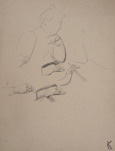 Léopold Franz KOWALSKI : Étude de la main féminine, c, Dessin original (photo de détail 2) - Crédit photo : Galerie Art.Paris