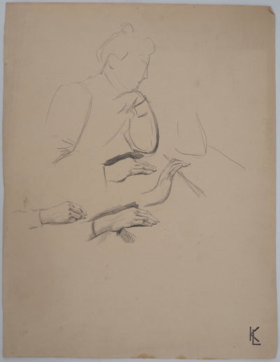 Léopold Franz KOWALSKI : Étude de la main féminine, c, Dessin original (vue générale) - Crédit photo : Galerie Art.Paris