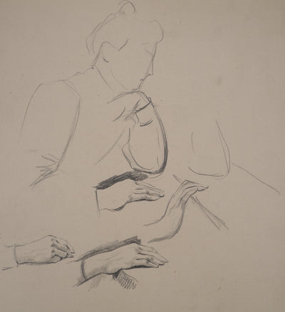 Léopold Franz KOWALSKI : Étude de la main féminine, c, Dessin original (photo de détail 3) - Crédit photo : Galerie Art.Paris