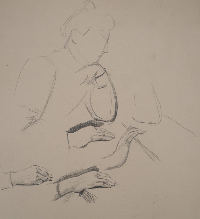 Léopold Franz KOWALSKI : Étude de la main féminine, c, Dessin original (photo de détail 3) - Crédit photo : Galerie Art.Paris