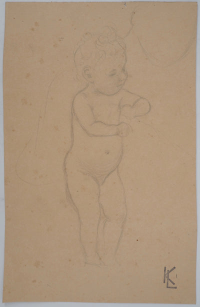 Léopold Franz KOWALSKI : L'enfant nu, c, Dessin original (vue générale) - Crédit photo : Galerie Art.Paris