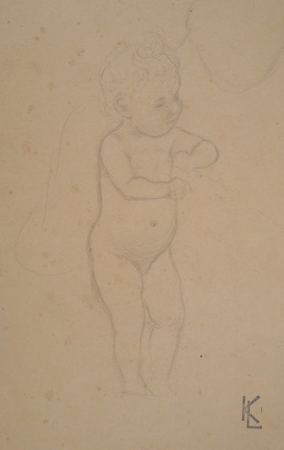 Léopold Franz KOWALSKI : L'enfant nu, c, Dessin original (photo de détail 2) - Crédit photo : Galerie Art.Paris