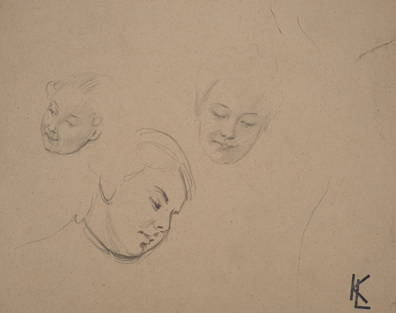 Léopold Franz KOWALSKI : Déclinaison de visages, c, Dessin original (photo de détail 2) - Crédit photo : Galerie Art.Paris