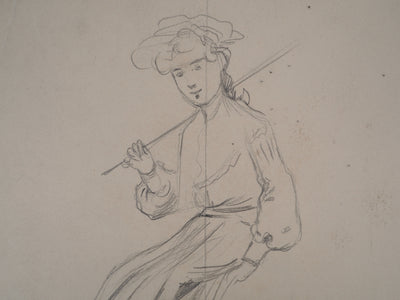 Léopold Franz KOWALSKI : Fillette à l'archet, c, Dessin original (photo de détail 3) - Crédit photo : Galerie Art.Paris
