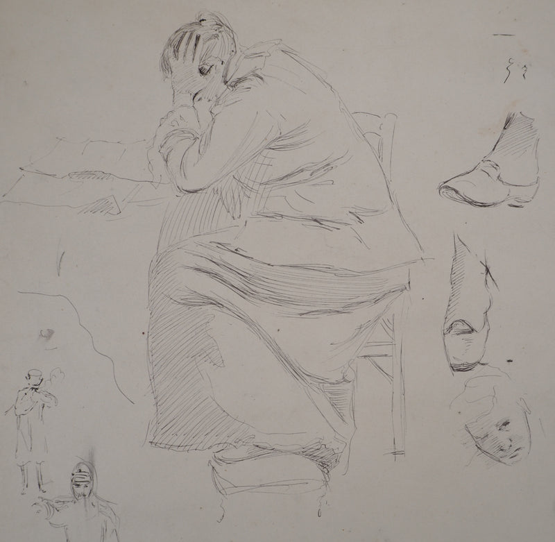 Léopold Franz KOWALSKI : Étude de sujets, c, Dessin original (photo de détail 3) - Crédit photo : Galerie Art.Paris