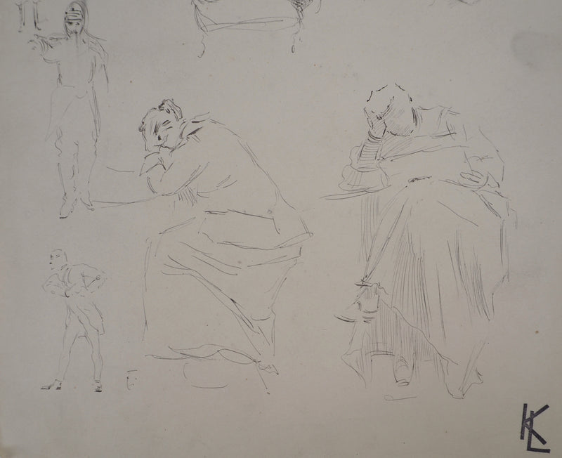 Léopold Franz KOWALSKI : Étude de sujets, c, Dessin original (photo de détail 4) - Crédit photo : Galerie Art.Paris