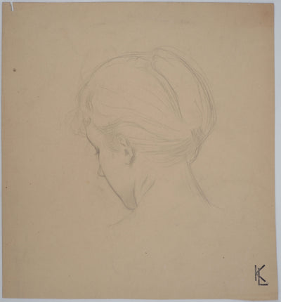 Léopold Franz KOWALSKI : Étude du chignon vu de dos, c, Dessin original (vue générale) - Crédit photo : Galerie Art.Paris