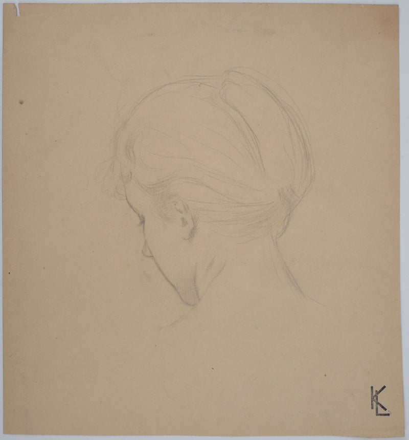 Léopold Franz KOWALSKI : Étude du chignon vu de dos, c, Dessin original (vue générale) - Crédit photo : Galerie Art.Paris