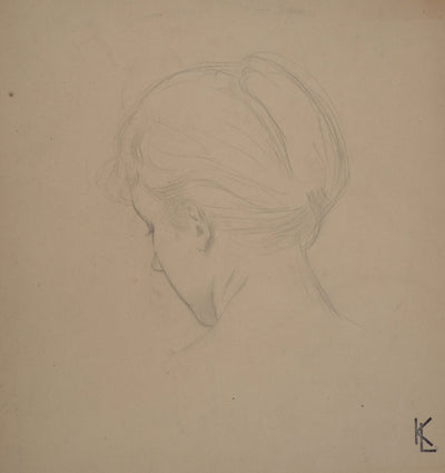 Léopold Franz KOWALSKI : Étude du chignon vu de dos, c, Dessin original (photo de détail 2) - Crédit photo : Galerie Art.Paris