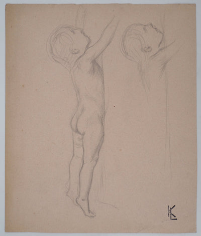 Léopold Franz KOWALSKI : L'enfant sur la pointe des pieds 1, c, Dessin original (vue générale) - Crédit photo : Galerie Art.Paris