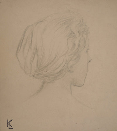 Léopold Franz KOWALSKI : Étude du profil féminin de dos, c, Dessin original (photo de détail 2) - Crédit photo : Galerie Art.Paris