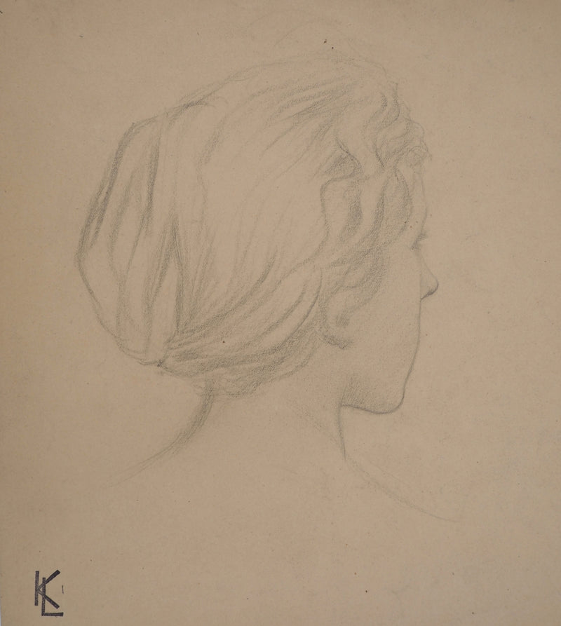 Léopold Franz KOWALSKI : Étude du profil féminin de dos, c, Dessin original (photo de détail 2) - Crédit photo : Galerie Art.Paris