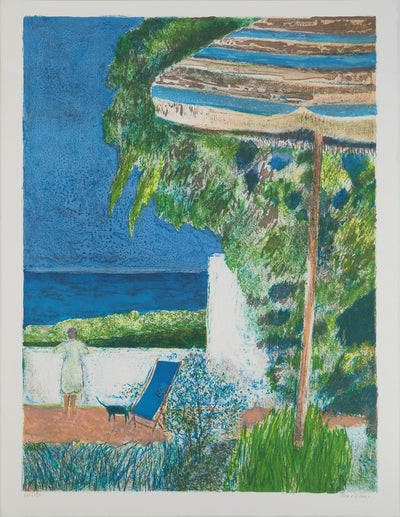 Guy BARDONE : Terrasse en bord de mer, Lithographie originale (vue générale) - Crédit photo : Galerie Art.Paris