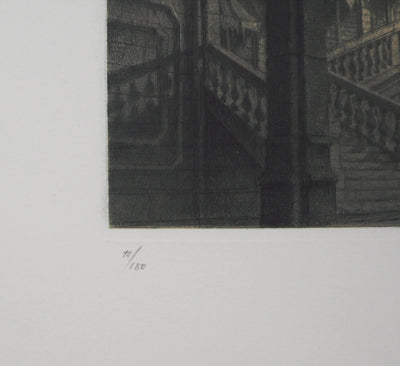 Jean Michel MATHIEUX-MARIE : Venise, Pont du Rialto, Gravure originale signée
