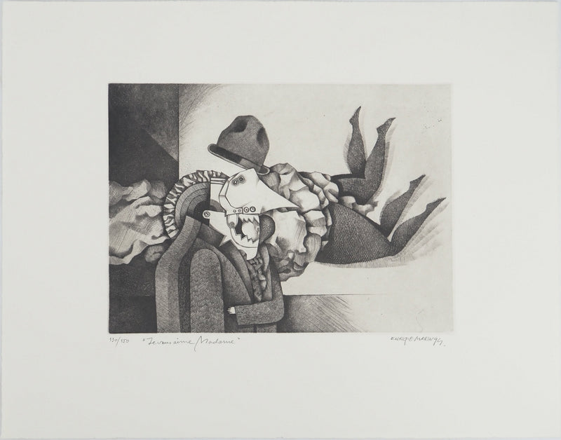 Enrique MARIN MUNOZ : Je vous aime Madame, Gravure originale (vue générale) - Crédit photo : Galerie Art.Paris