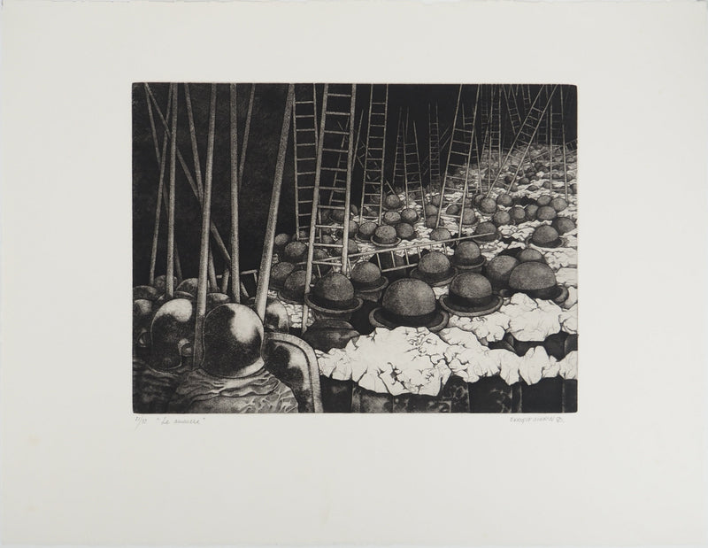 Enrique MARIN MUNOZ : La menace, Gravure originale (vue générale) - Crédit photo : Galerie Art.Paris
