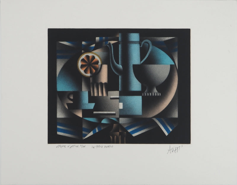 Mario AVATI : La table ovale, Gravure originale (vue générale) - Crédit photo : Galerie Art.Paris