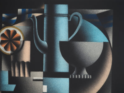 Mario AVATI : La table ovale, Gravure originale (photo de détail 4) - Crédit photo : Galerie Art.Paris
