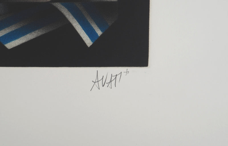 Mario AVATI : La table ovale, Gravure originale (photo de détail 2) - Crédit photo : Galerie Art.Paris