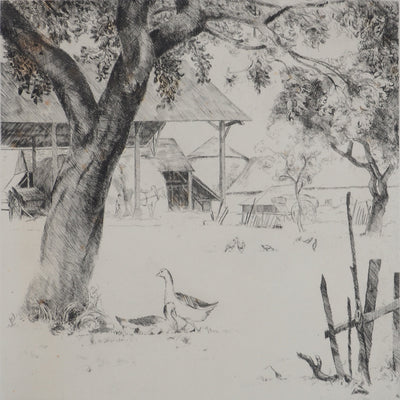 Eugène CORNEAU : La ferme, Gravure originale (photo de détail 3) - Crédit photo : Galerie Art.Paris