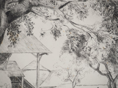 Eugène CORNEAU : La ferme, Gravure originale (photo de détail 4) - Crédit photo : Galerie Art.Paris