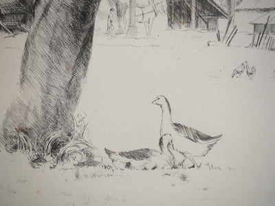 Eugène CORNEAU : La ferme, Gravure originale (photo de détail 5) - Crédit photo : Galerie Art.Paris