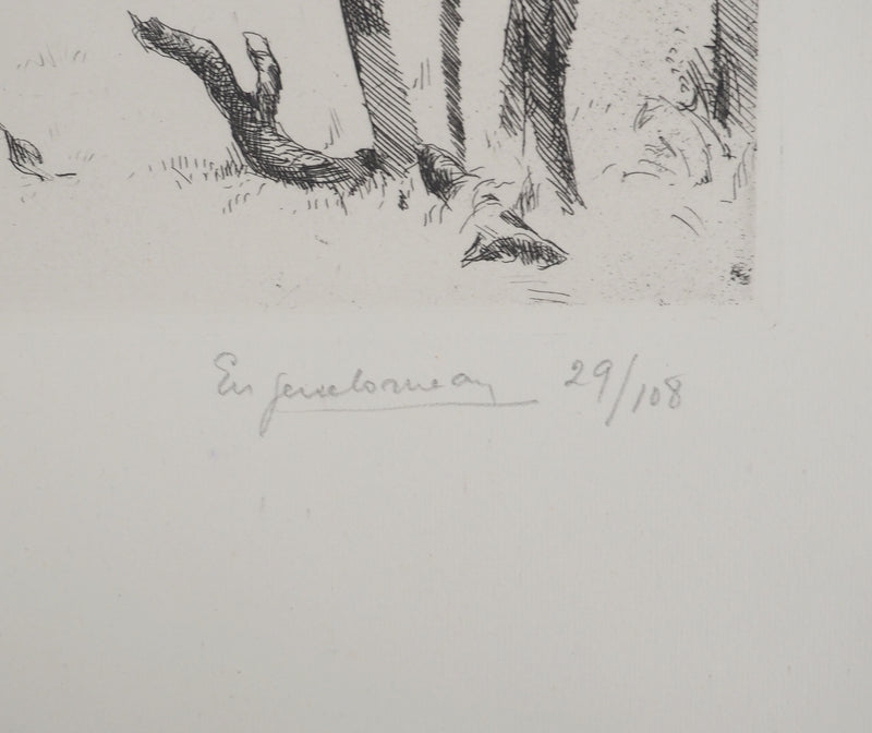 Eugène CORNEAU : La ferme, Gravure originale (photo de détail 2) - Crédit photo : Galerie Art.Paris