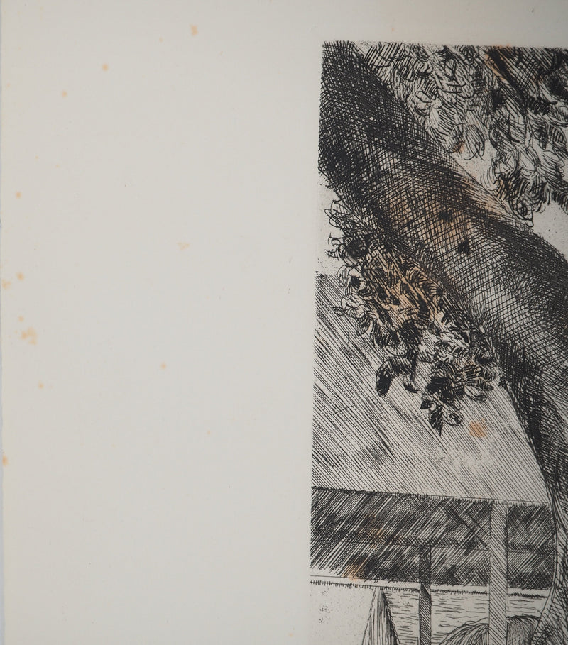 Eugène CORNEAU : La ferme, Gravure originale (photo de détail 7) - Crédit photo : Galerie Art.Paris