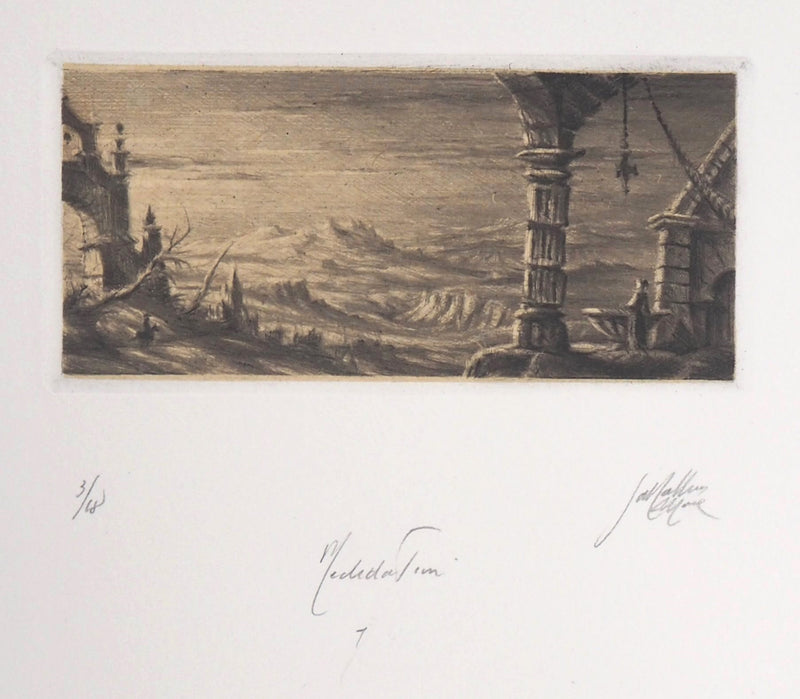 Jean Michel MATHIEUX-MARIE : Ville de ruine, Gravure originale signée