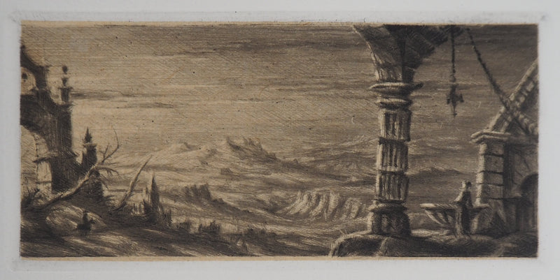 Jean Michel MATHIEUX-MARIE : Ville de ruine, Gravure originale signée