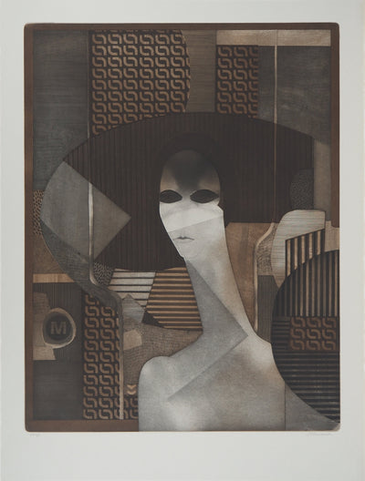 André MINAUX : Portrait aux yeux noirs, Gravure originale (vue générale) - Crédit photo : Galerie Art.Paris