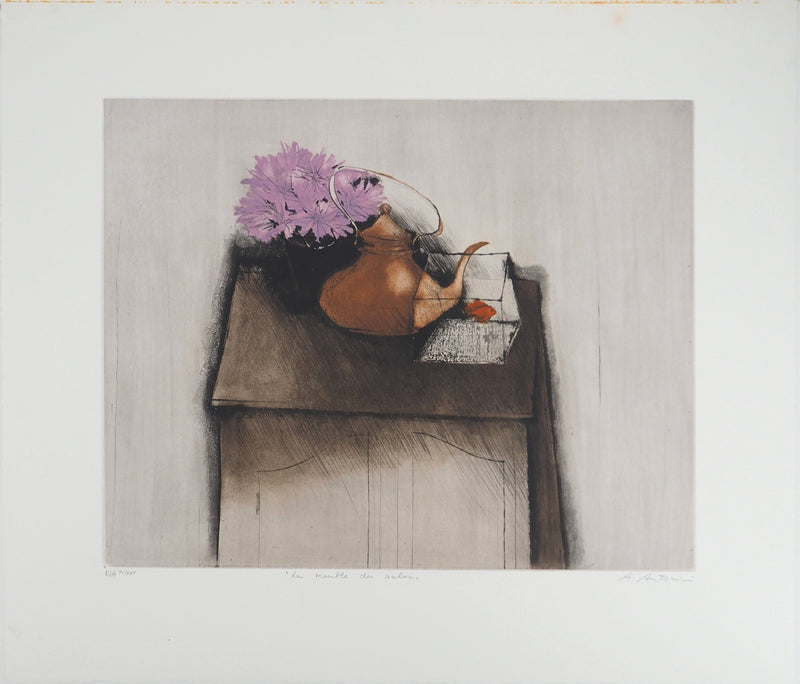 Annapia ANTONINI : Le meuble du salon, Gravure originale (vue générale) - Crédit photo : Galerie Art.Paris