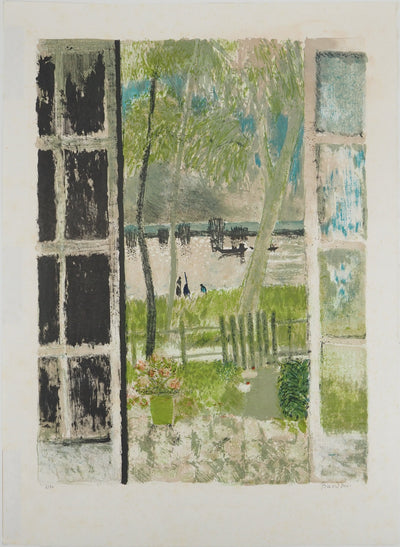 Guy BARDONE : Fenêtre sur la plage, Lithographie originale (vue générale) - Crédit photo : Galerie Art.Paris