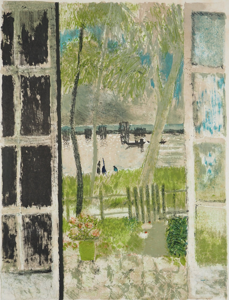 Guy BARDONE : Fenêtre sur la plage, Lithographie originale (photo de détail 3) - Crédit photo : Galerie Art.Paris