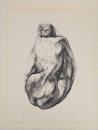 Georges OUDOT : Femme vue de dos, Gravure originale (vue générale) - Crédit photo : Galerie Art.Paris