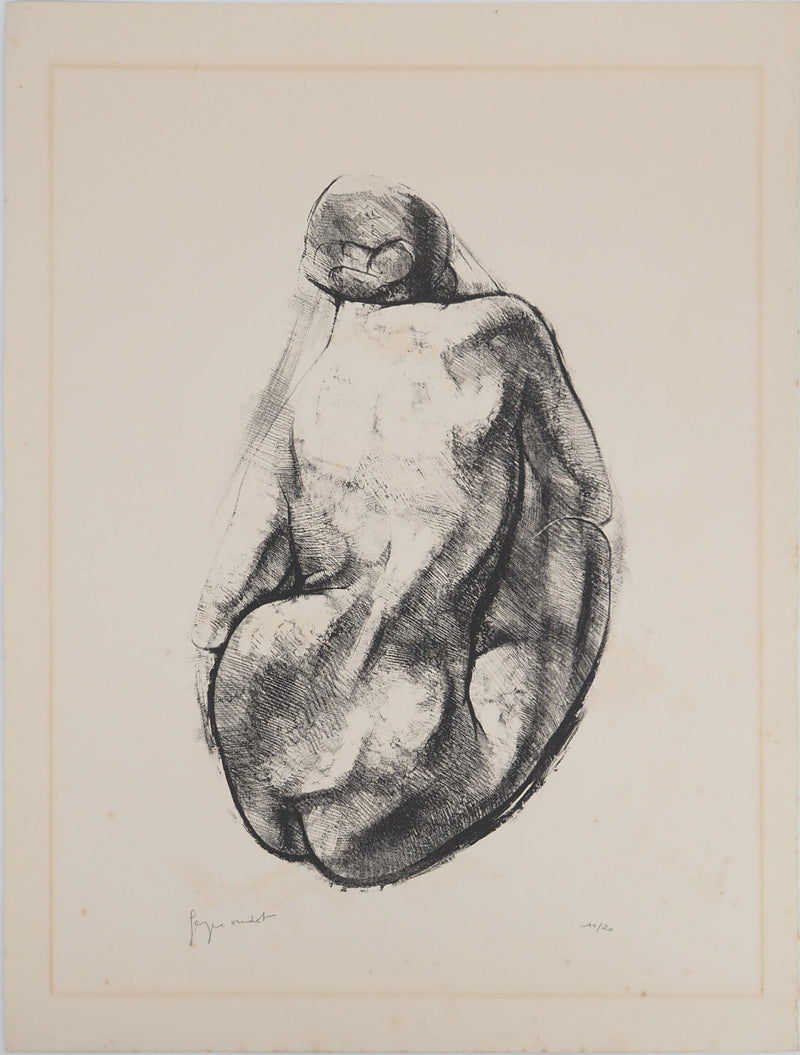 Georges OUDOT : Femme vue de dos, Gravure originale (vue générale) - Crédit photo : Galerie Art.Paris