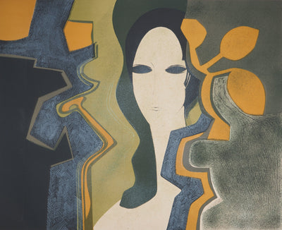 André MINAUX : Portrait féminin, Lithographie originale (photo de détail 3) - Crédit photo : Galerie Art.Paris