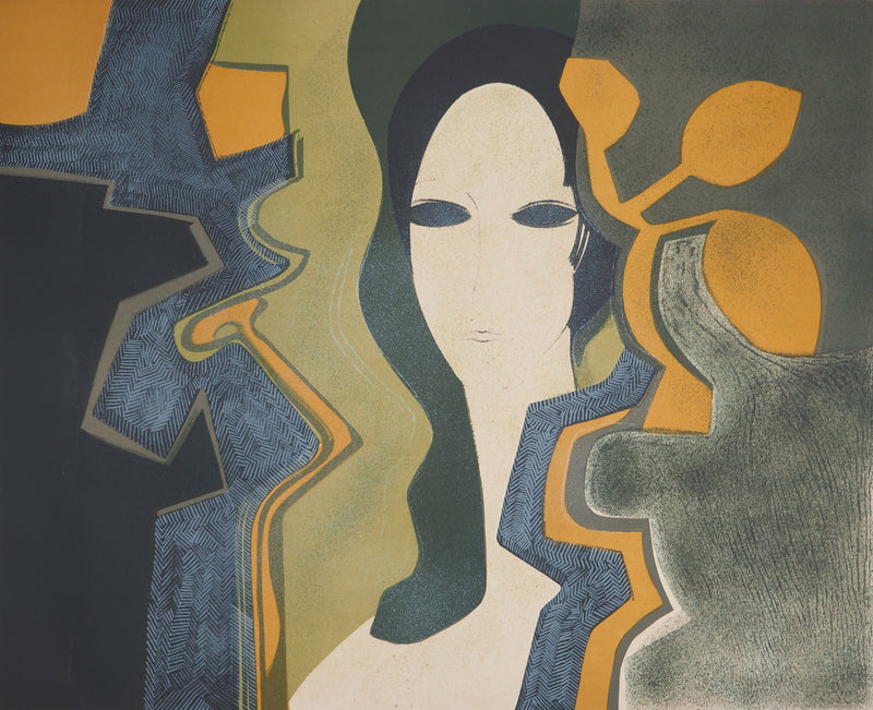 André MINAUX : Portrait féminin, Lithographie originale (photo de détail 3) - Crédit photo : Galerie Art.Paris