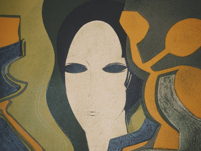 André MINAUX : Portrait féminin, Lithographie originale (photo de détail 4) - Crédit photo : Galerie Art.Paris