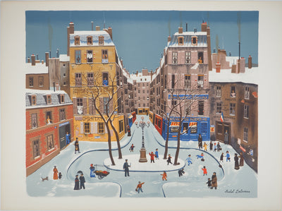 Michel DELACROIX : Paris : La Place Furstenberg, Lithographie originale (vue générale) - Crédit photo : Galerie Art.Paris