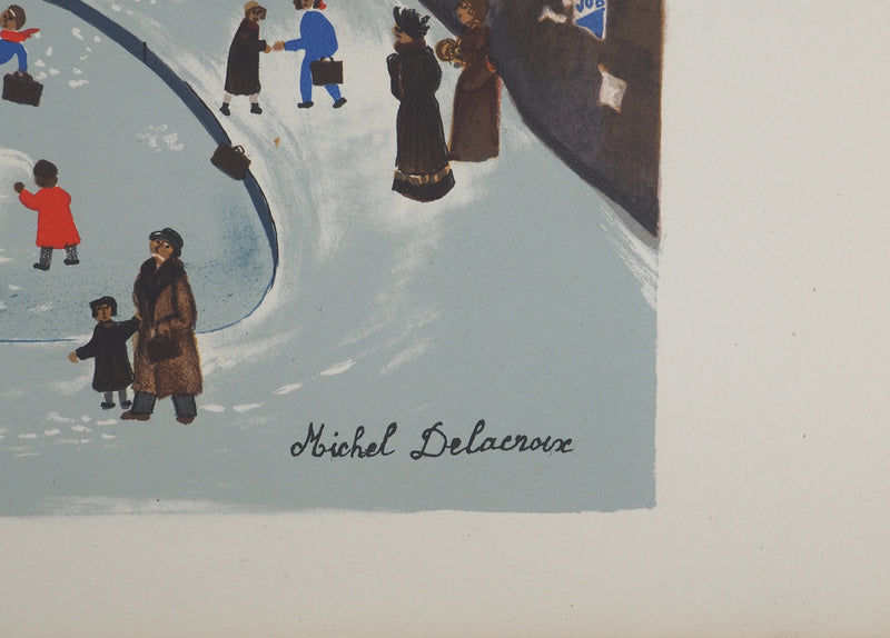 Michel DELACROIX : Paris : La Place Furstenberg, Lithographie originale (photo de détail 2) - Crédit photo : Galerie Art.Paris