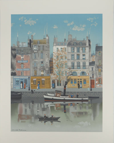 Michel DELACROIX : Le canal, Lithographie originale (vue générale) - Crédit photo : Galerie Art.Paris