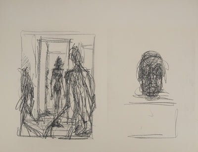Alberto GIACOMETTI : Silhouettes en marche, Lithographie originale (photo de détail 2) - Crédit photo : Galerie Art.Paris