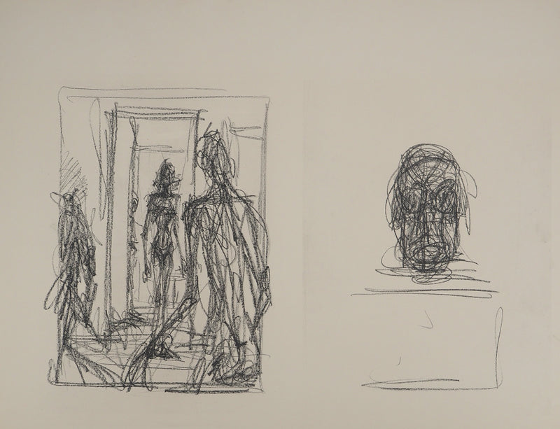 Alberto GIACOMETTI : Silhouettes en marche, Lithographie originale (photo de détail 2) - Crédit photo : Galerie Art.Paris
