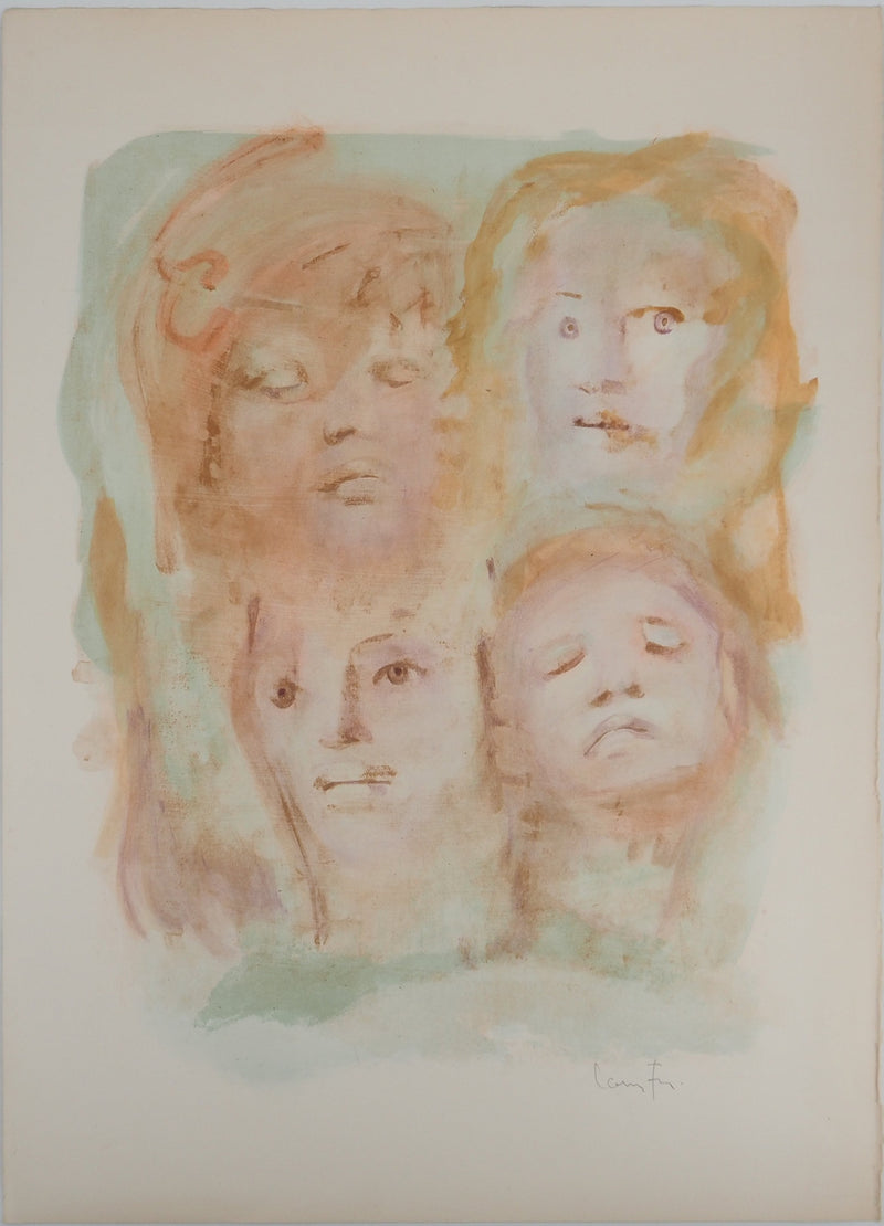 Leonor FINI : Visages multiples, Lithographie originale (vue générale) - Crédit photo : Galerie Art.Paris