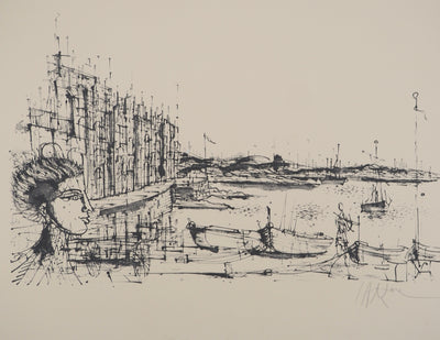 Jean CARZOU : Vue sur le port, Lithographie originale (photo de détail 3) - Crédit photo : Galerie Art.Paris