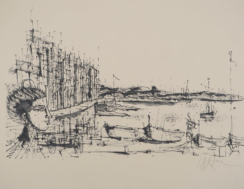 Jean CARZOU : Vue sur le port, Lithographie originale (photo de détail 3) - Crédit photo : Galerie Art.Paris