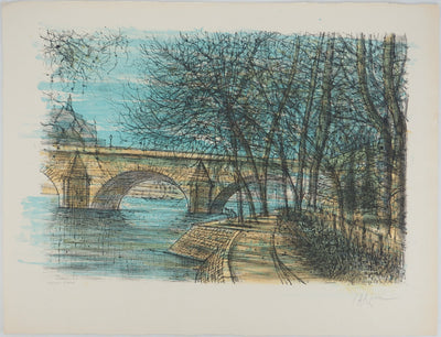 Jean CARZOU : Le Pont-Neuf, Lithographie originale (vue générale) - Crédit photo : Galerie Art.Paris